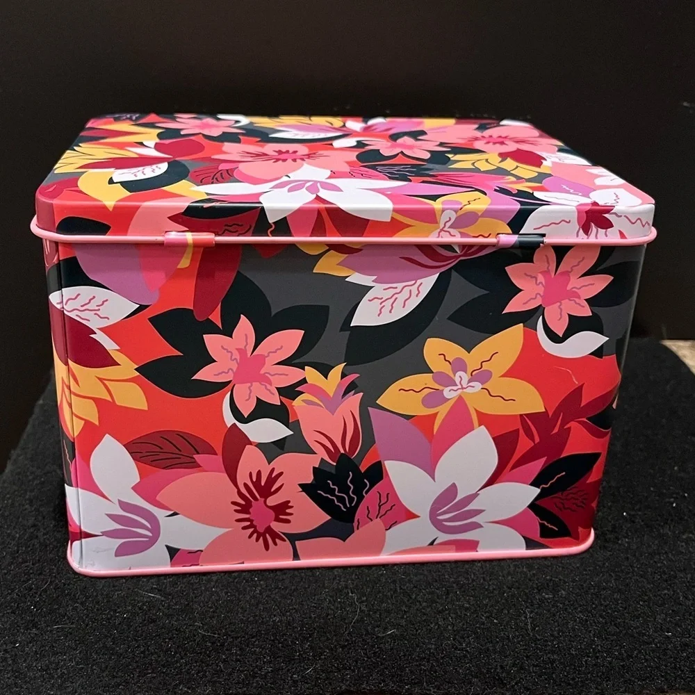 Vera Bradley Colorful Pink Floral Recipe Box with Cards